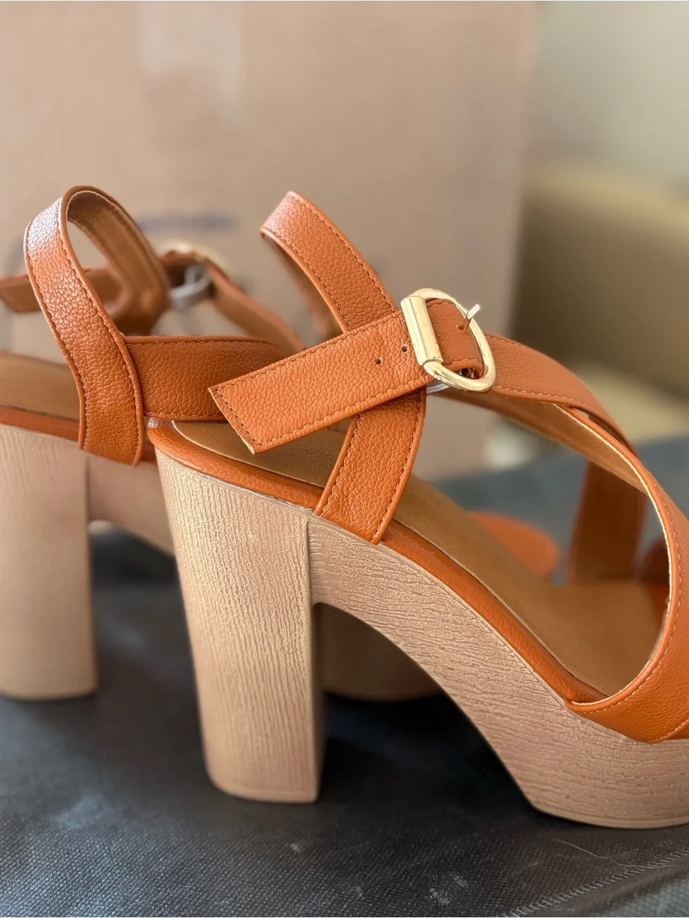 Women’s Brown Platform Slingback Heeled Sandals